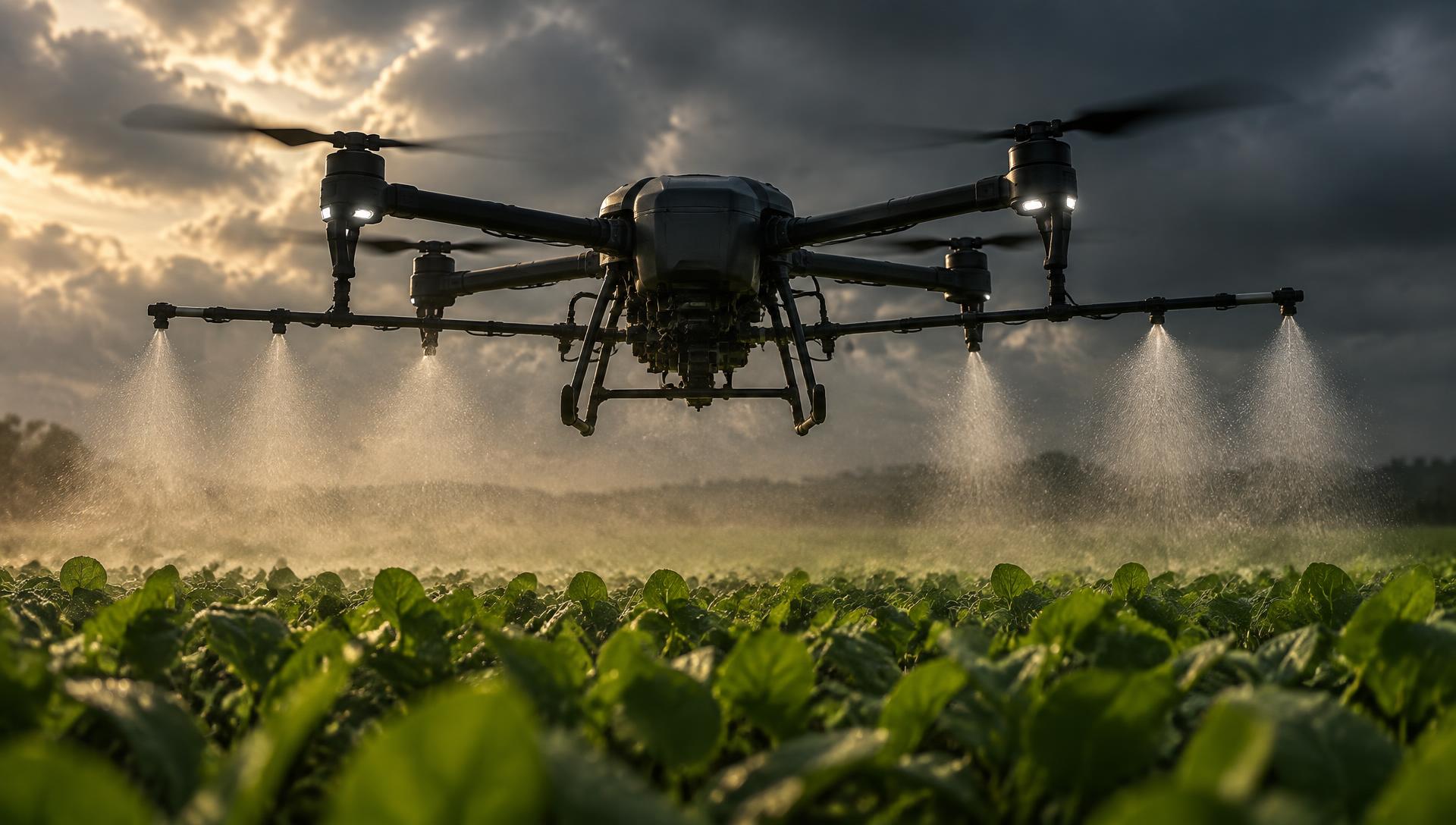 Drone agricolo in operazione sopra le colture